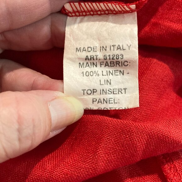 Saiph Lab Plus Linen Yoke Peasant Italy Blouse Shirt Top Solid Red 3X Minimalist - Picture 7 of 10